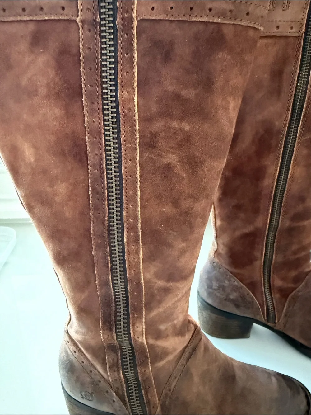 Born Cognac Brown Suede Over-the-Knee Zip Boots